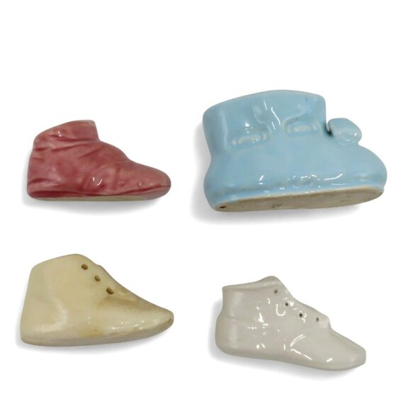 Ceramic Baby BOOTIE Shoe PLANTERS Set of 4 Vintage Ceramic Decor - Picture 3 of 12